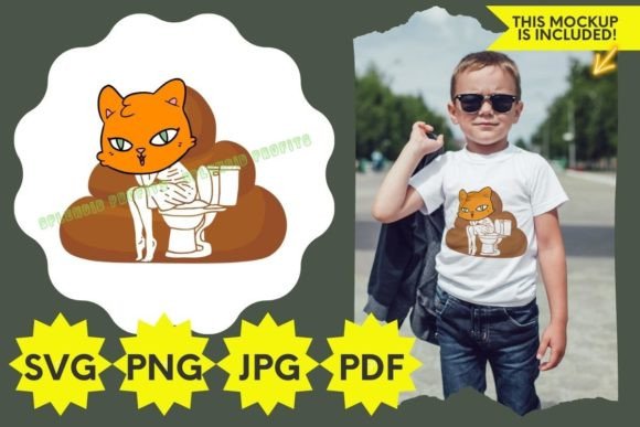 Cat Pooping SVG: Graphics for T-Shirt Designs