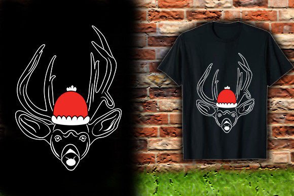 Christmas Deer Head Cap Graphics & T-Shirt Designs