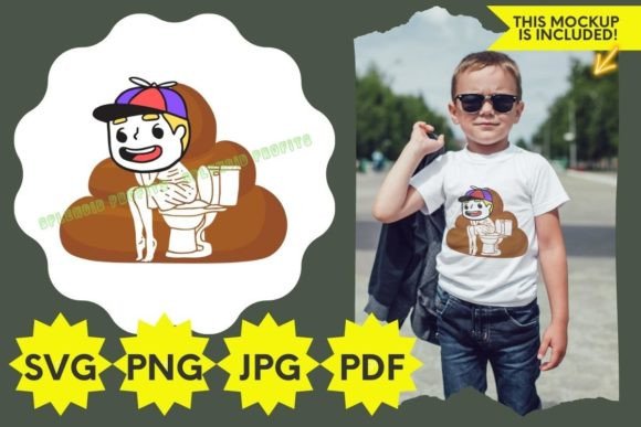 Kid Pooping SVG & PNG for T-Shirt Designs