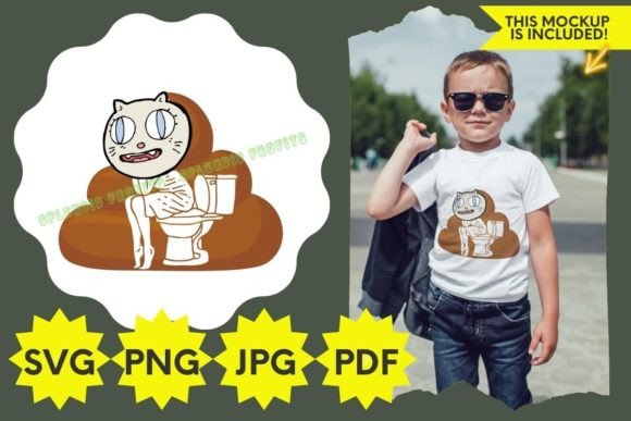 Pooping Cat Graphics for T-Shirt Designs